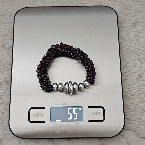 Silpada Super Rare Sterling Silver Garnet Nugget Bead Stretch Bracelet B0930 - Picture 11 of 11